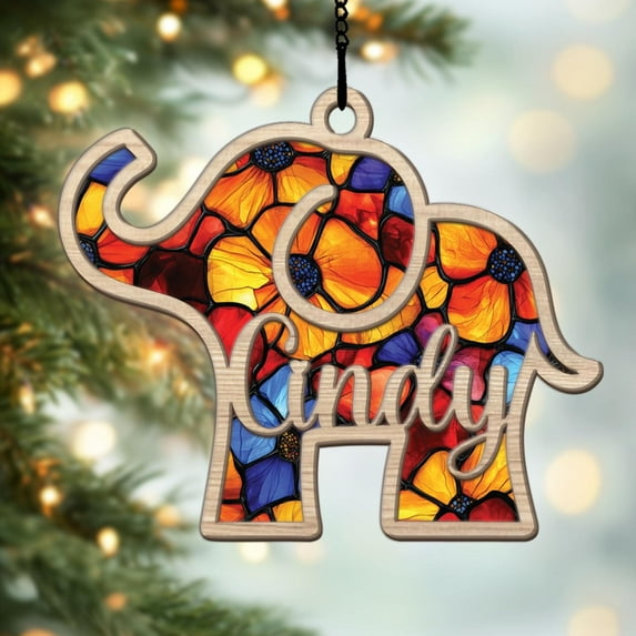 Personalized Elephant Ornament Gift, Sisterhood & Friendship, Elephant Acrylic Suncatcher, Custom Gift For Bestie, Christmas Tree Decoration