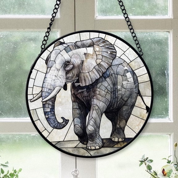Personalized Elephant Stained Glass, Elephant Xmas Gifts Ideas, Elephant Christmas Tree Ornament, Christmas Keepsake MrpeIf