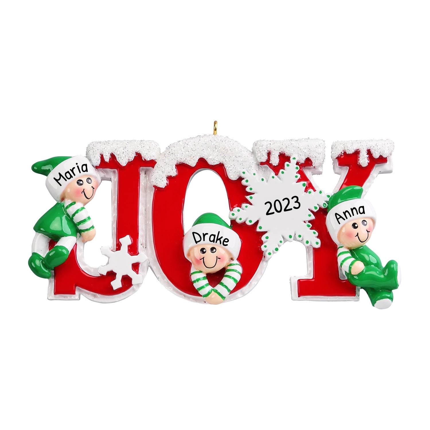 Personalized Elf Family of 3 Christmas Tree Ornament 2024 - Lettered Joy  with Elves Christmas Decor - Walmart.com, image size:1500x1500