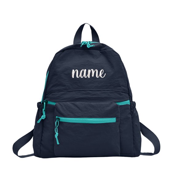 Personalized Embroidered Backpack, Lightweight Water Resistant Nylon Daypack with Multiple Pockets for Daily Use & Travel