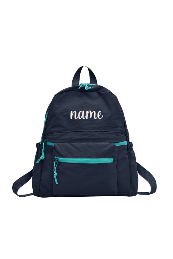 Personalized Embroidered Backpack, Lightweight Water Resistant Nylon Daypack with Multiple Pockets for Daily Use & Travel
