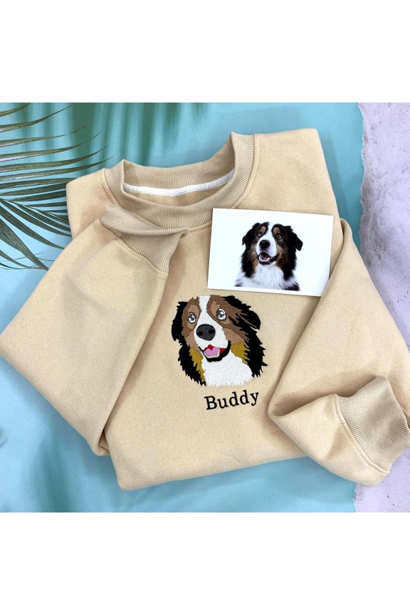 Personalized Embroidered Custom Dog Face with photo, Sweatshirt