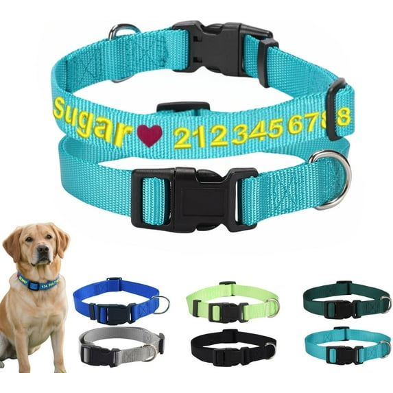 Personalized Embroidered Dog Collar - Custom Nylon Pet Collar with Name & Phone Number,Fashion Adjustable Size Soft Comfortable for Small Medium Large Dogs Durable & Lightweight Collars