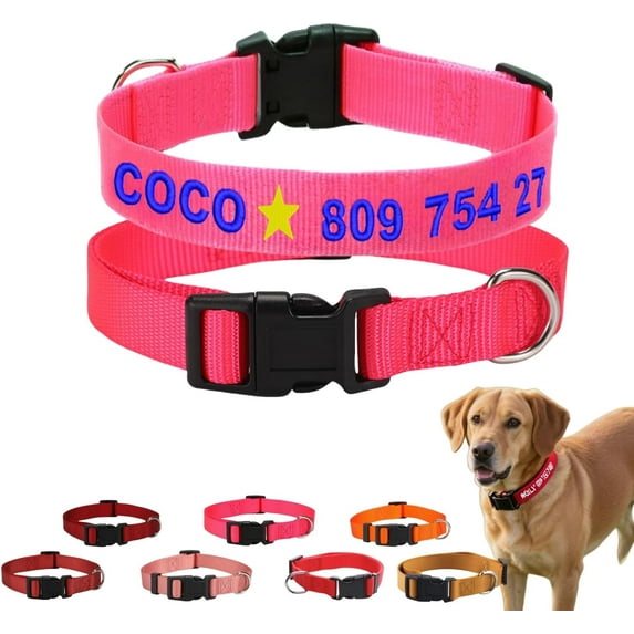 Personalized Embroidered Dog Collar - Custom Nylon Pet Collar with Name & Phone Number,Fashion Adjustable Size Soft Comfortable for Small Medium Large Dogs Durable & Lightweight Collars