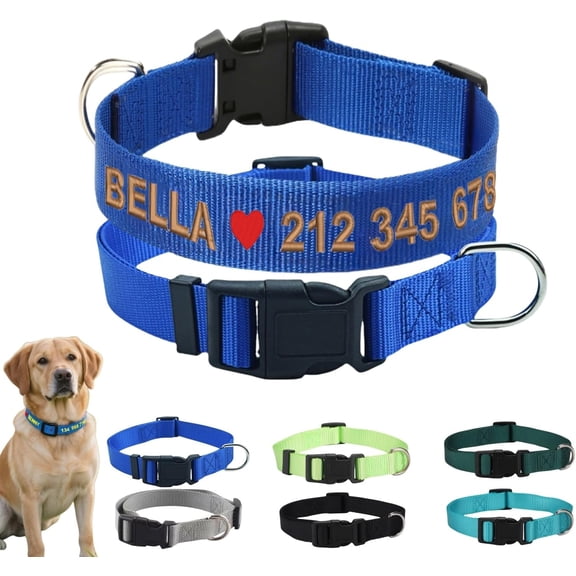 Personalized Embroidered Dog Collar - Custom Nylon Pet Collar with Name & Phone Number,Fashion Adjustable Size Soft Comfortable for Small Medium Large Dogs Durable & Lightweight Collars