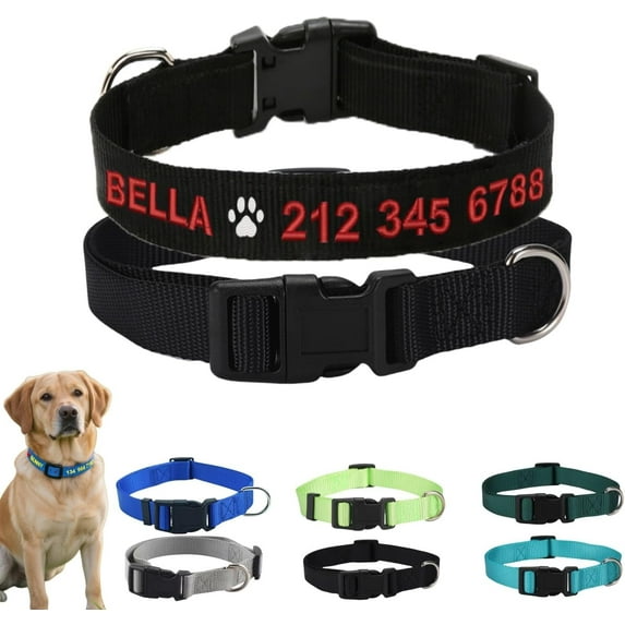 Personalized Embroidered Dog Collar - Custom Nylon Pet Collar with Name & Phone Number,Fashion Adjustable Size Soft Comfortable for Small Medium Large Dogs Durable & Lightweight Collars