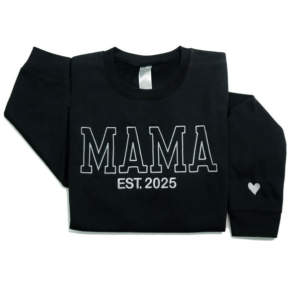 Personalized Embroidered Mama EST Sweatshirt For Women, Custom Gifts for Mother's Day Chirstmas Birthday for Mama