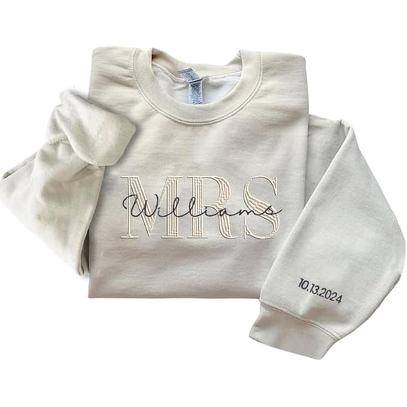 Personalized Embroidered Mrs Sweatshirt, Engagement Gift For Future Mrs, Bride To Be Gift Future Mrs Sweatshirt Bride, Unisex Sweatshirt-LINHKHA