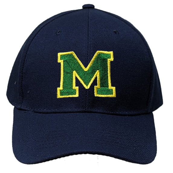 Personalized Embroidered Varsity Letter and Number Baseball Cap, Adjustable Hat