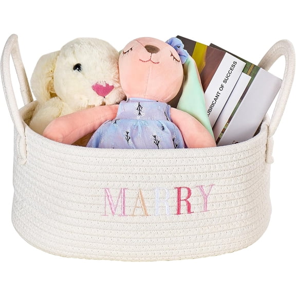 Personalized Embroidery Baby Name Basket, Custom Cotton Rope Storage Bin For Easter, Newborn Shower And Birthday Gifts, Nursery Organizer Toy Box For Kids, Dog And Cat
