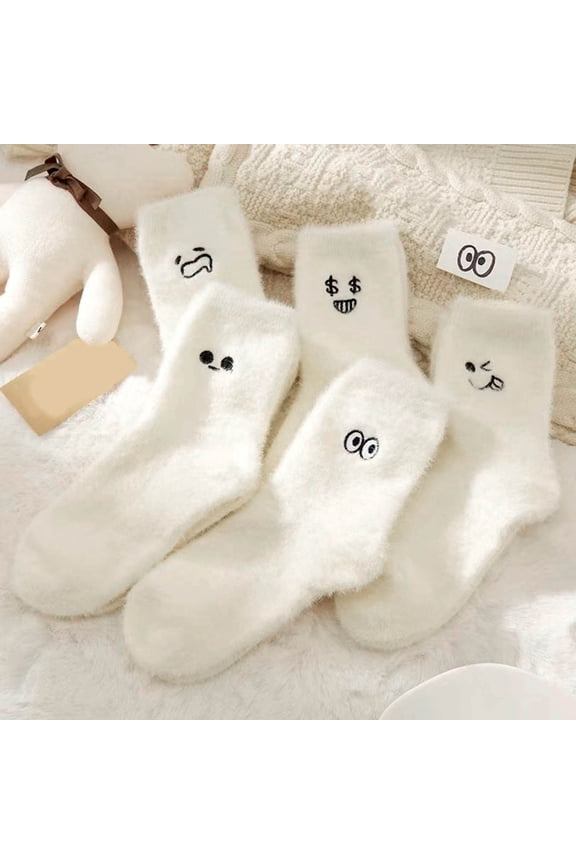 Personalized Women's White Cute Embroidered Mid Calf Socks D One Size
