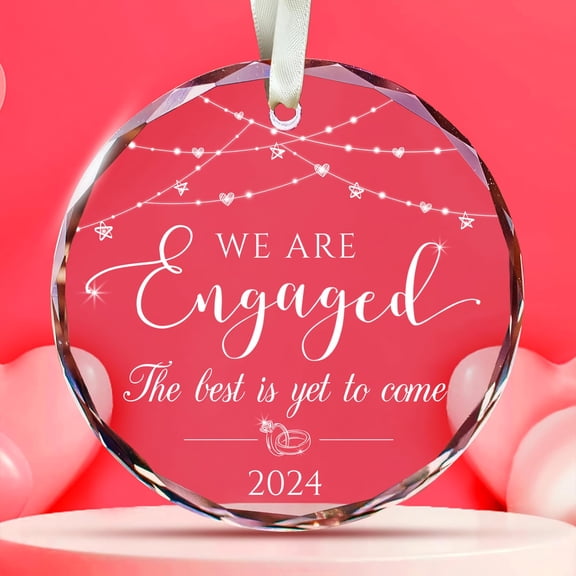 Personalized Engaged Ornament - Gifts for Newly Engaged Couples - Happy Engagement Gifts for Her, Bride, Groom, Friends - Just Engaged Gifts for Her - Custom Year