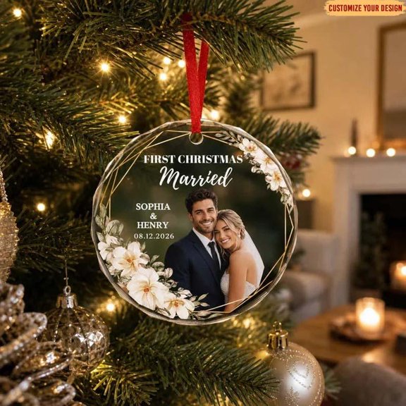 Personalized Engagement Date Ornament, Custom Couple Christmas Ornament, Proposal Gift, Romantic Keepsake and Christmas Tree Decor for Partners