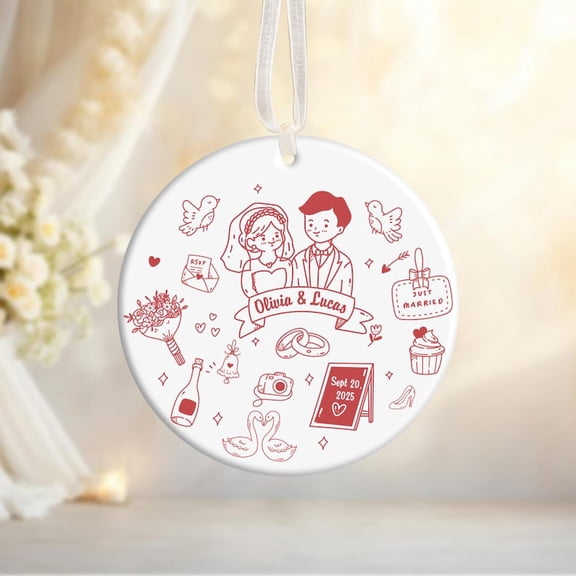 Personalized Engagement Gift for Couples, First Christmas Engaged Ornament, Mr & Mrs Newlyweds Gift, Wedding Decor Favors