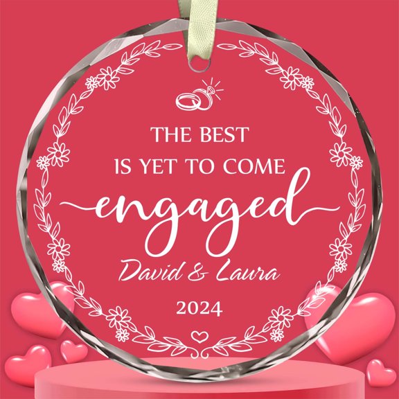 Personalized Engagement Gifts for Couple - The Best is Yet to Come Engaged - Engaged Gifts for Women, Men, Bride, Groom - Custom Engagement Christmas Ornament - Wedding Gifts, Married Gifts