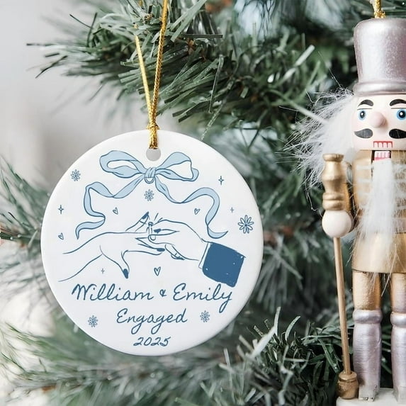 Personalized Engagement Ornament Gift, First Christmas Engaged Ornament, Engagement Gift Couple, Custom Engagement Christmas Keepsake