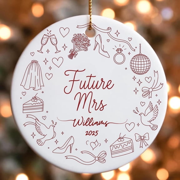 Personalized Engagement Ornament for Couples, Future Mrs & Newlywed Wedding Keepsake Gift