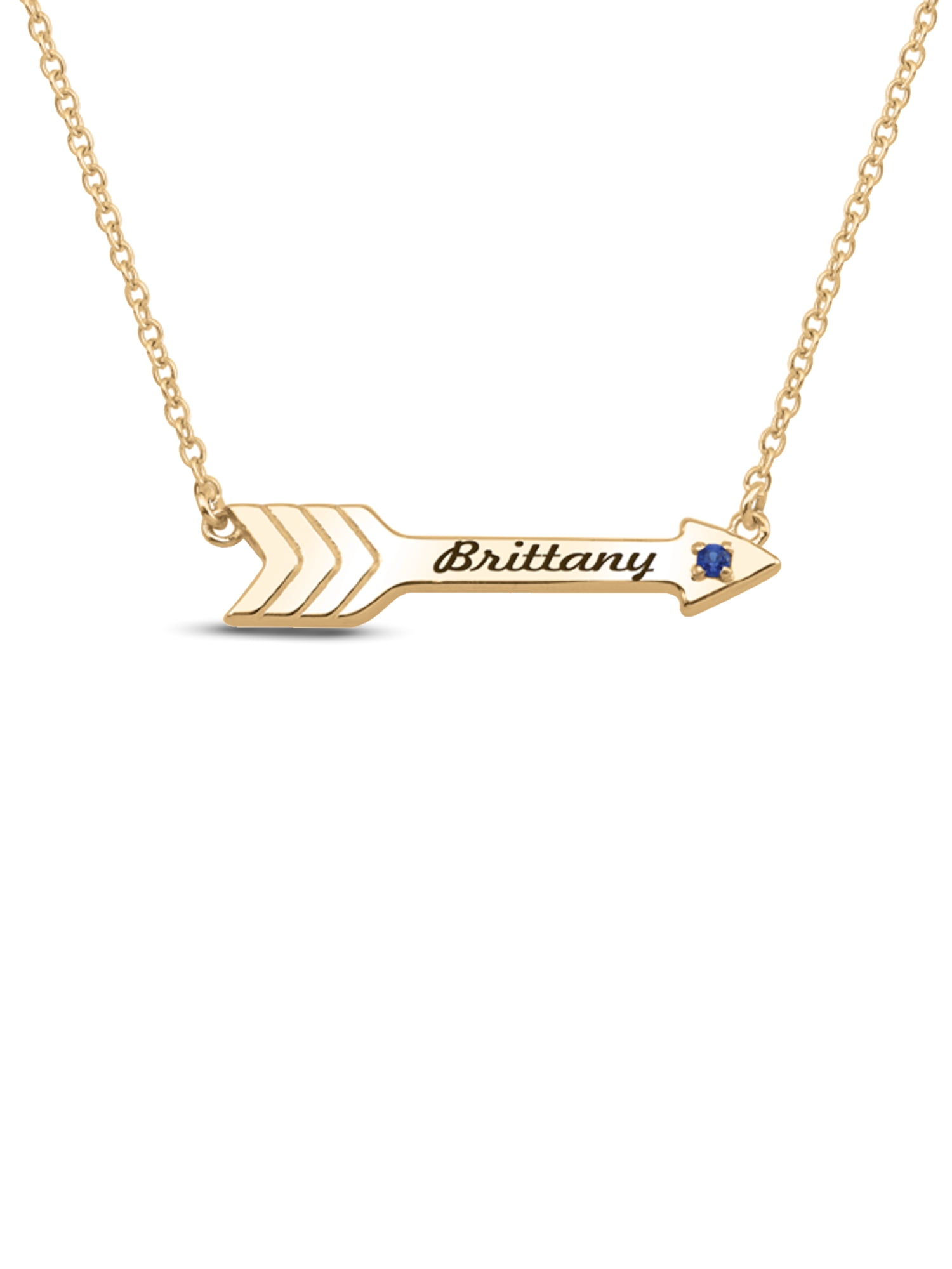 Personalized Engravable Arrow Birthstone Necklace in 10K Gold by Jewlster