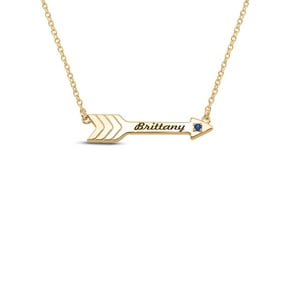 Personalized Engravable Arrow Birthstone Necklace in 14k Gold