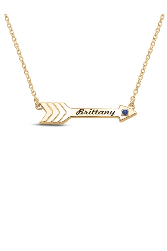 Personalized Engravable Arrow Birthstone Necklace in 14k Gold