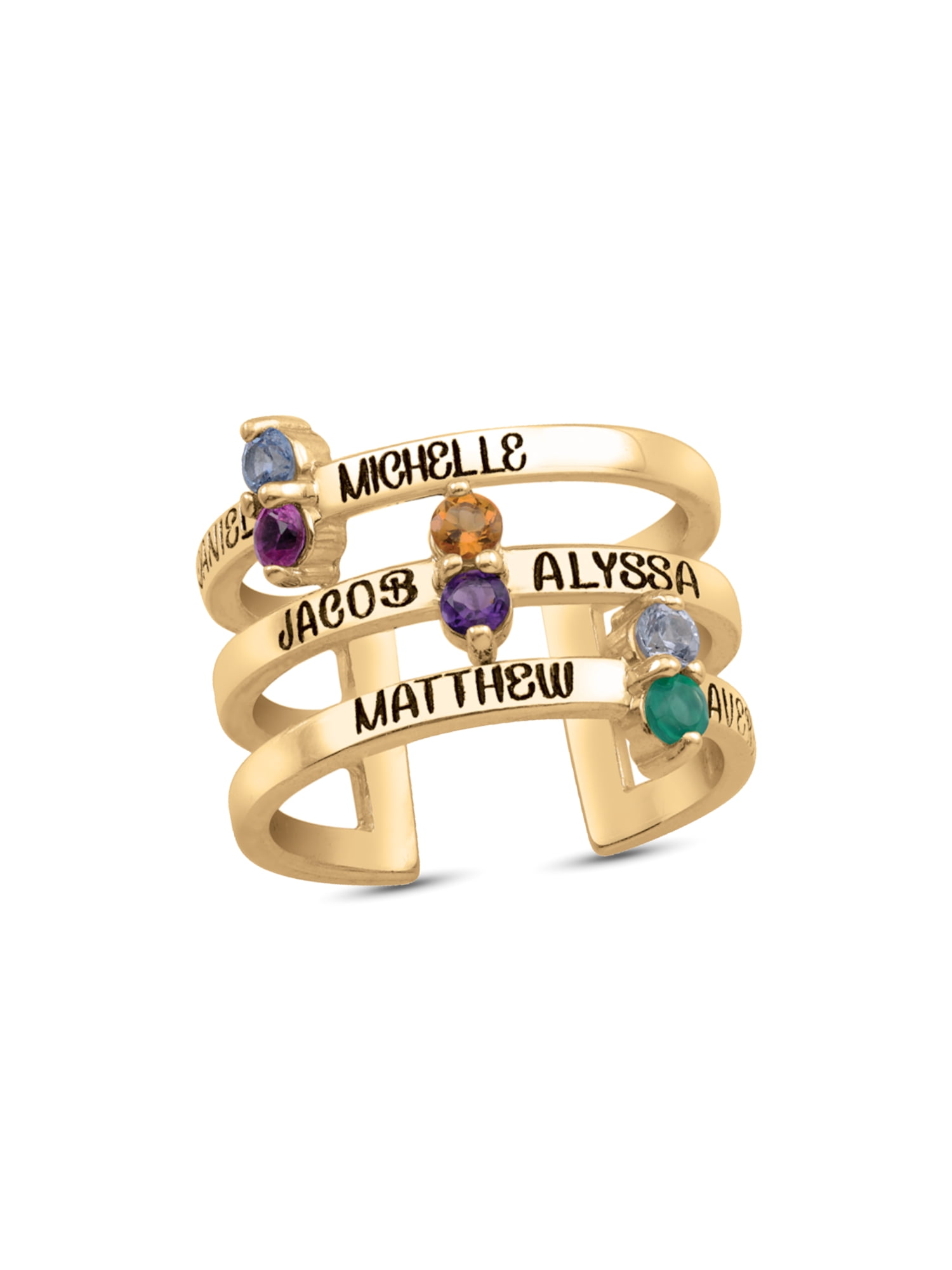 Personalized Engravable Bar Design Birthstone Ring in 10K Gold by Jewlster