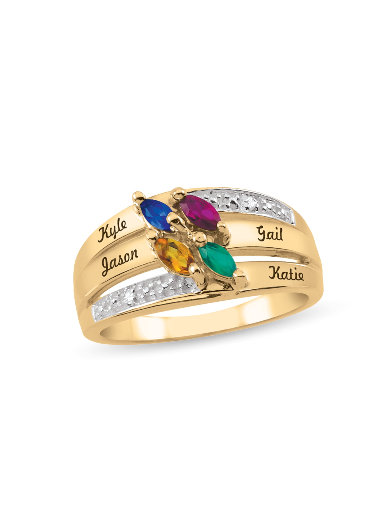 Personalized Engravable Birthstone Ring in 14K Gold by Jewlster