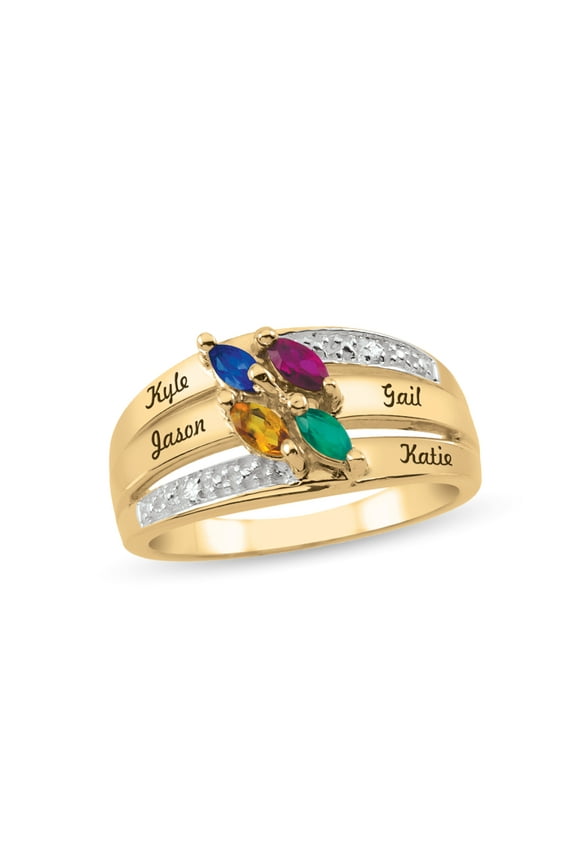 Personalized Engravable Birthstone Ring in 14K Gold by Jewlster