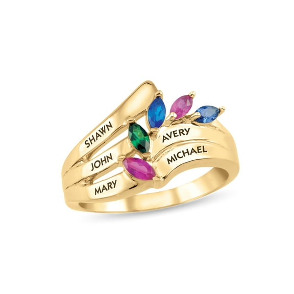 Personalized Engravable Birthstone Ring in 14K Gold by Jewlster