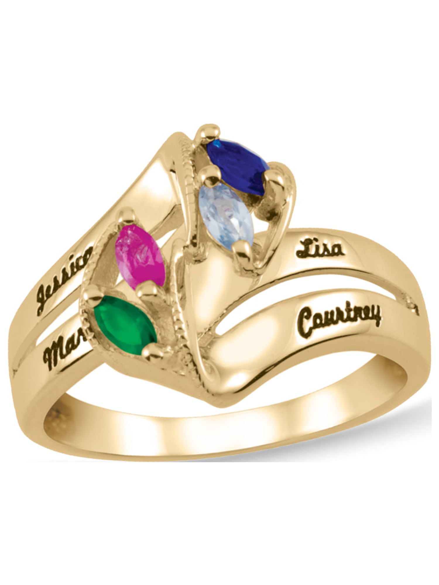 Personalized Engravable Birthstone Ring in 10K Gold by Jewlster