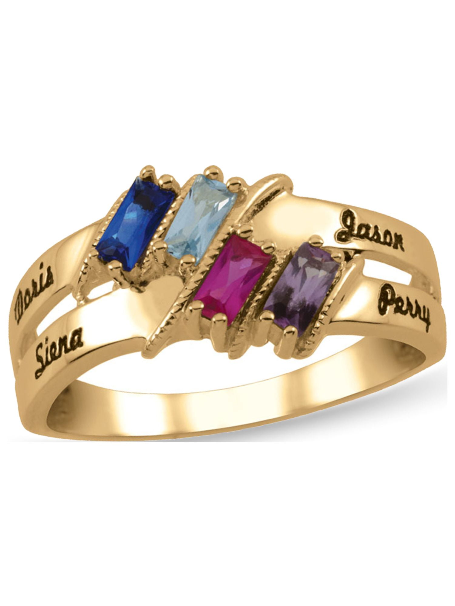 Personalized Engravable Birthstone Ring in 14K Gold by Jewlster