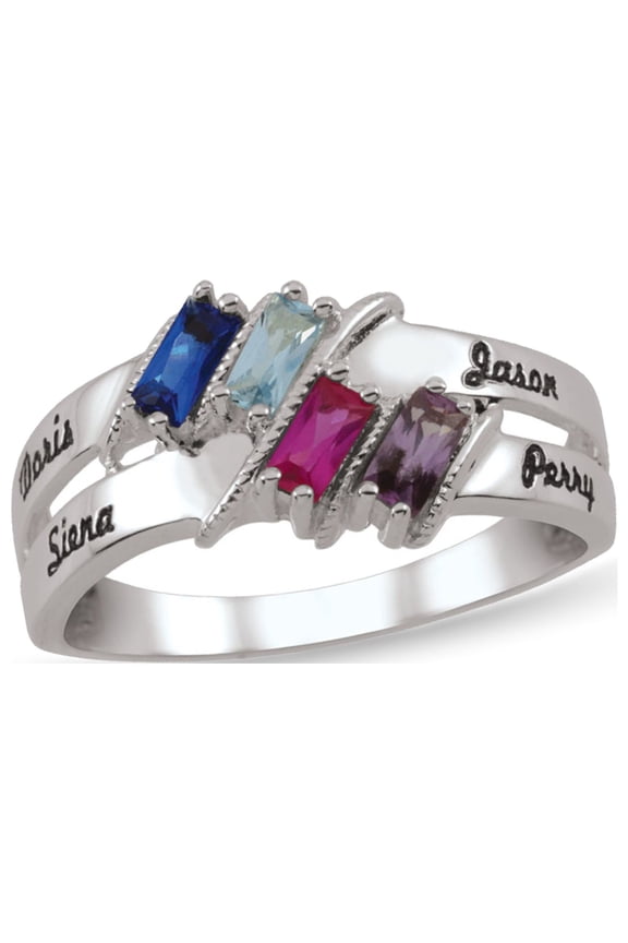 Personalized Engravable Birthstone Ring in Sterling Silver by Jewlster