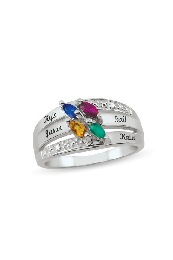 Personalized Engravable Birthstone Ring in Sterling Silver by Jewlster