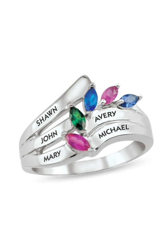 Personalized Engravable Birthstone Ring in Sterling Silver by Jewlster