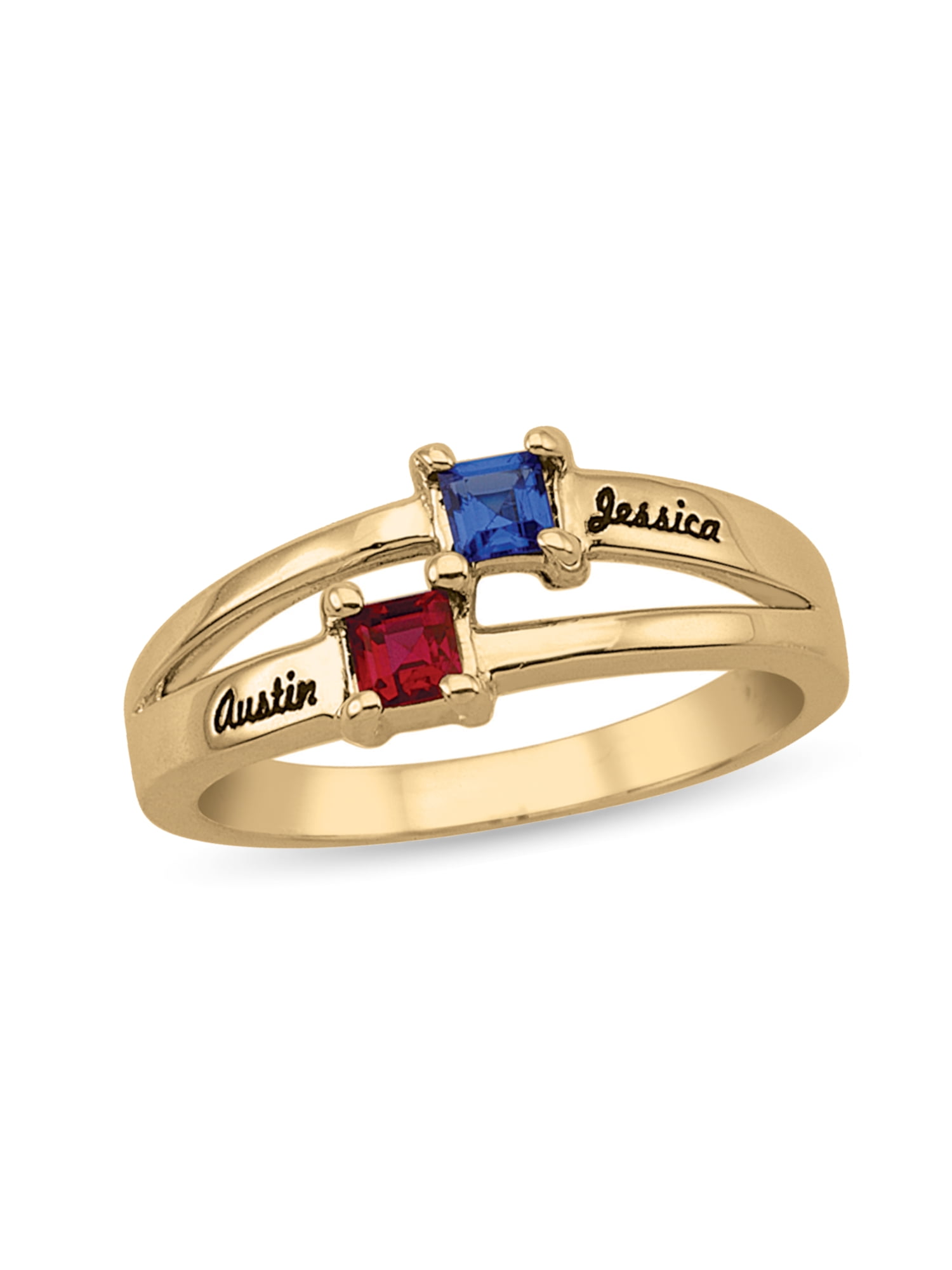 Personalized Engravable Couple's Birthstone Ring in 10K Gold by Jewlster