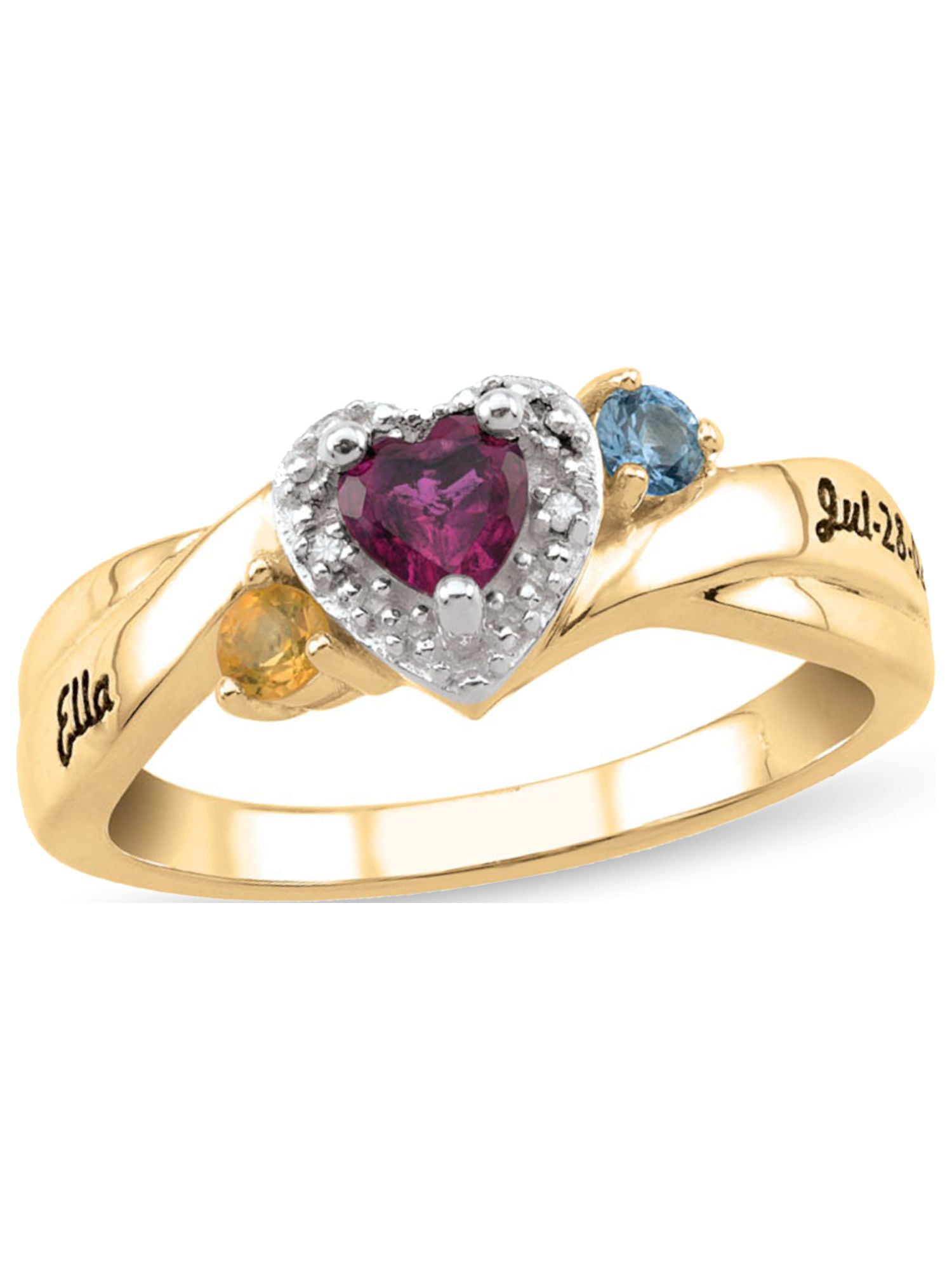 Personalized Engravable Daughter's Birthstone Ring in 14K Gold with Diamond Accents by Jewlster