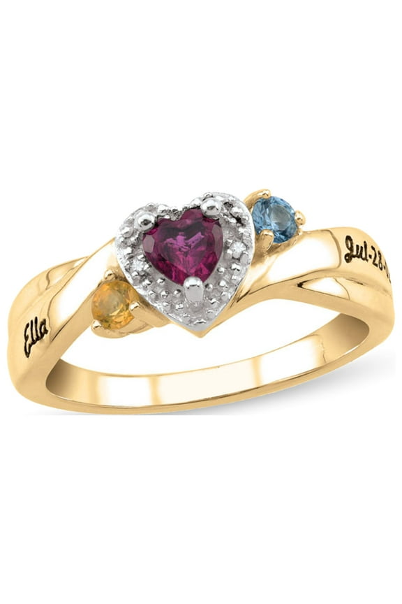 Personalized Engravable Daughter's Birthstone Ring in 10K Gold with Diamond Accents by Jewlster