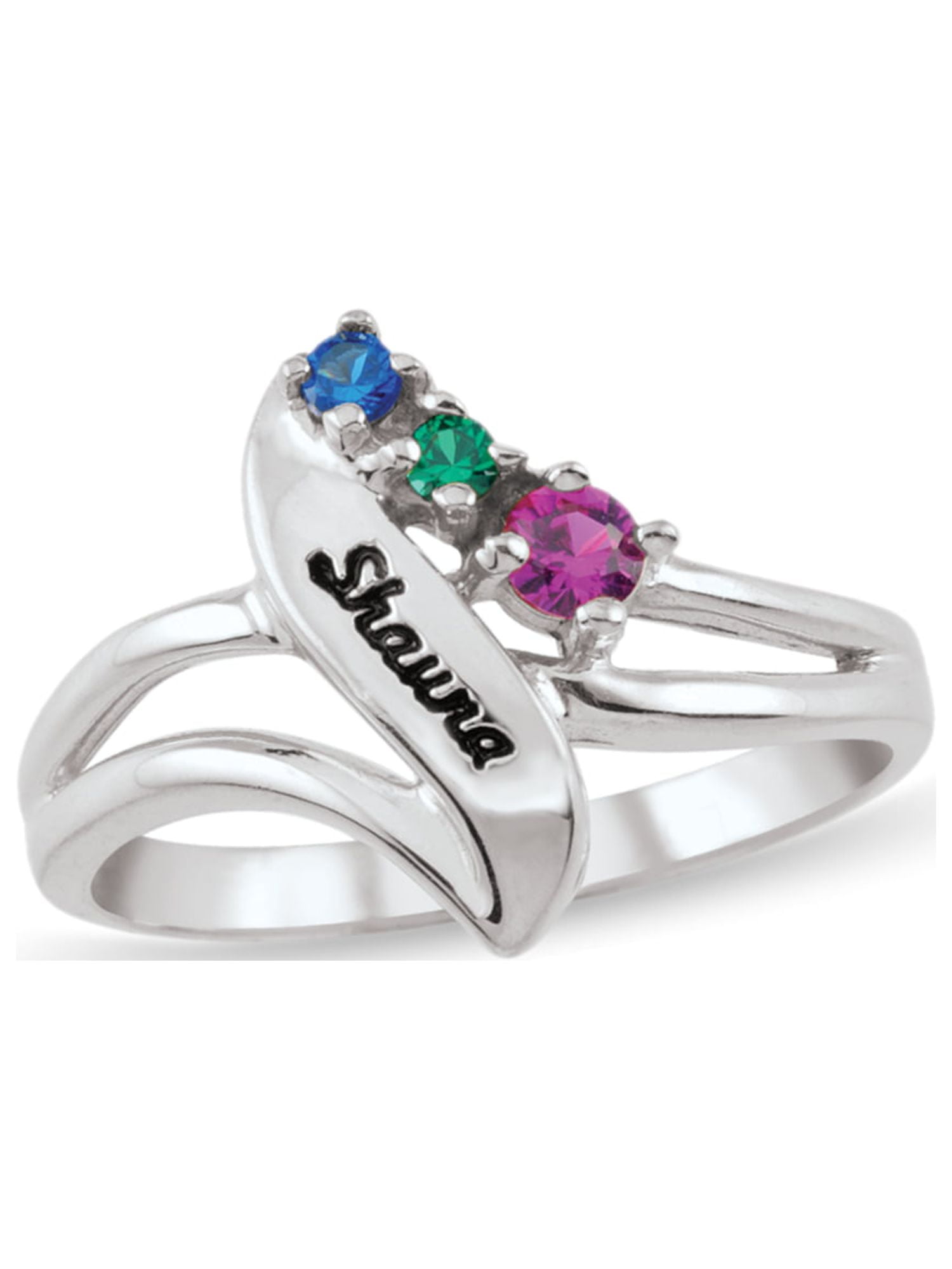 Personalized Engravable Daughter's Birthstone Ring in Sterling Silver by Jewlster