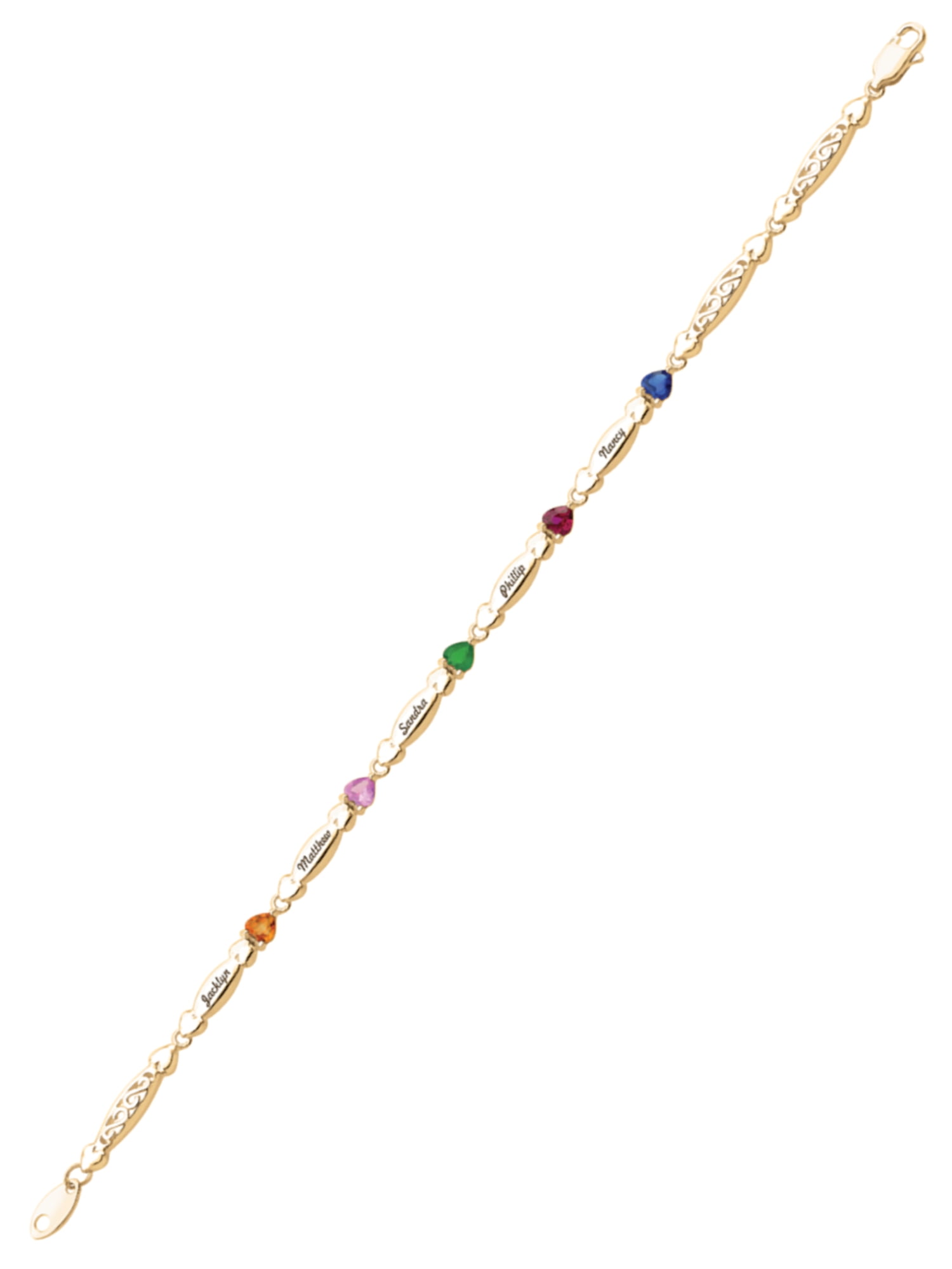 Jewlster Personalized Engravable Heart Birthstone Bracelet in 10K Gold