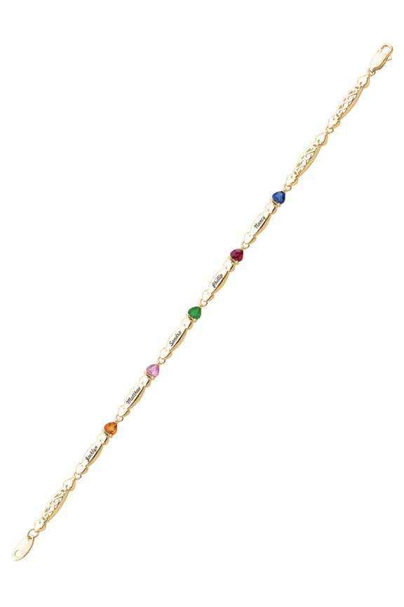 Personalized Engravable Heart Birthstone Bracelet in 10K Gold by Jewlster
