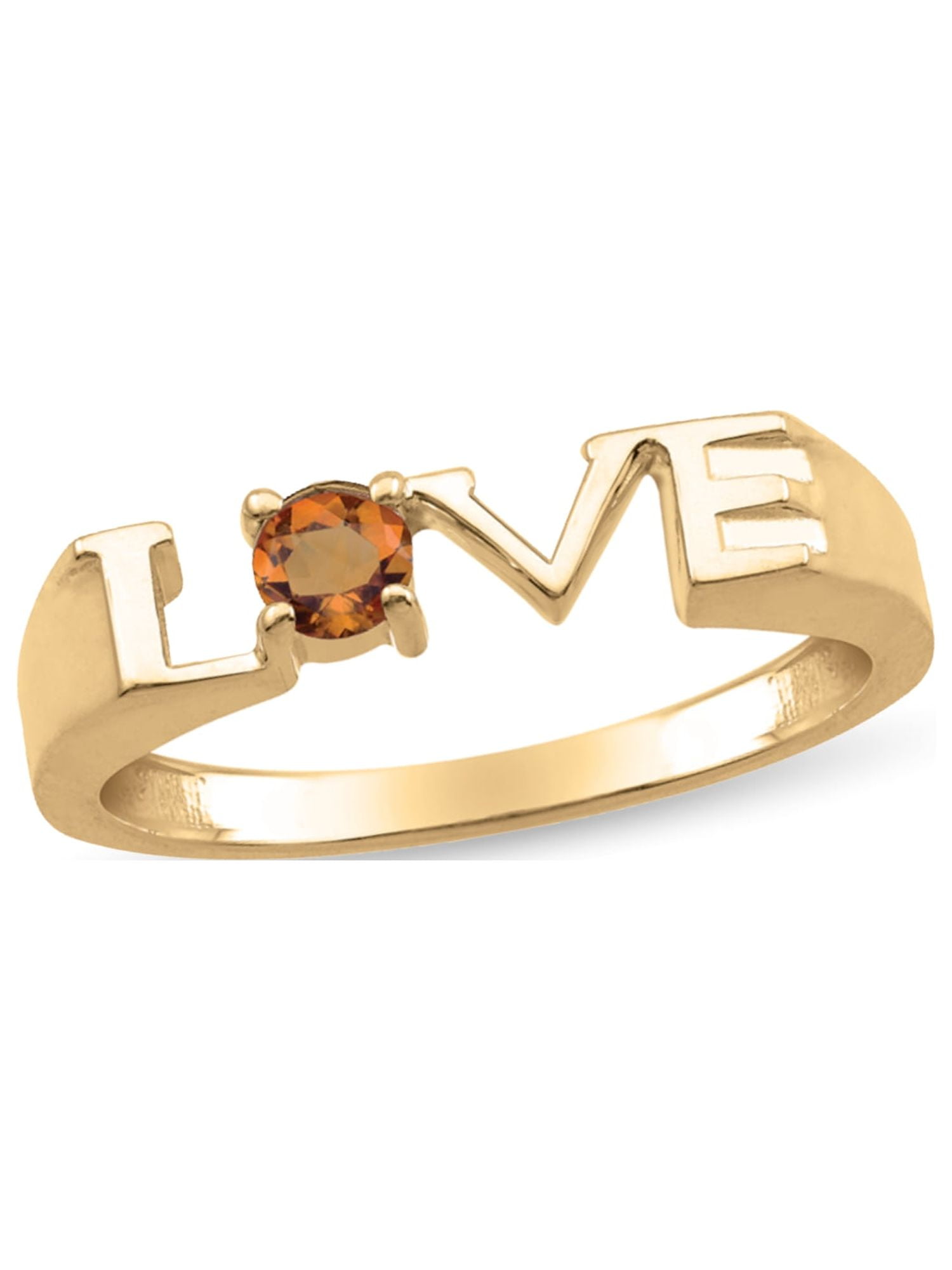 Personalized Engravable LOVE Birthstone Ring in 14K Gold by Jewlster