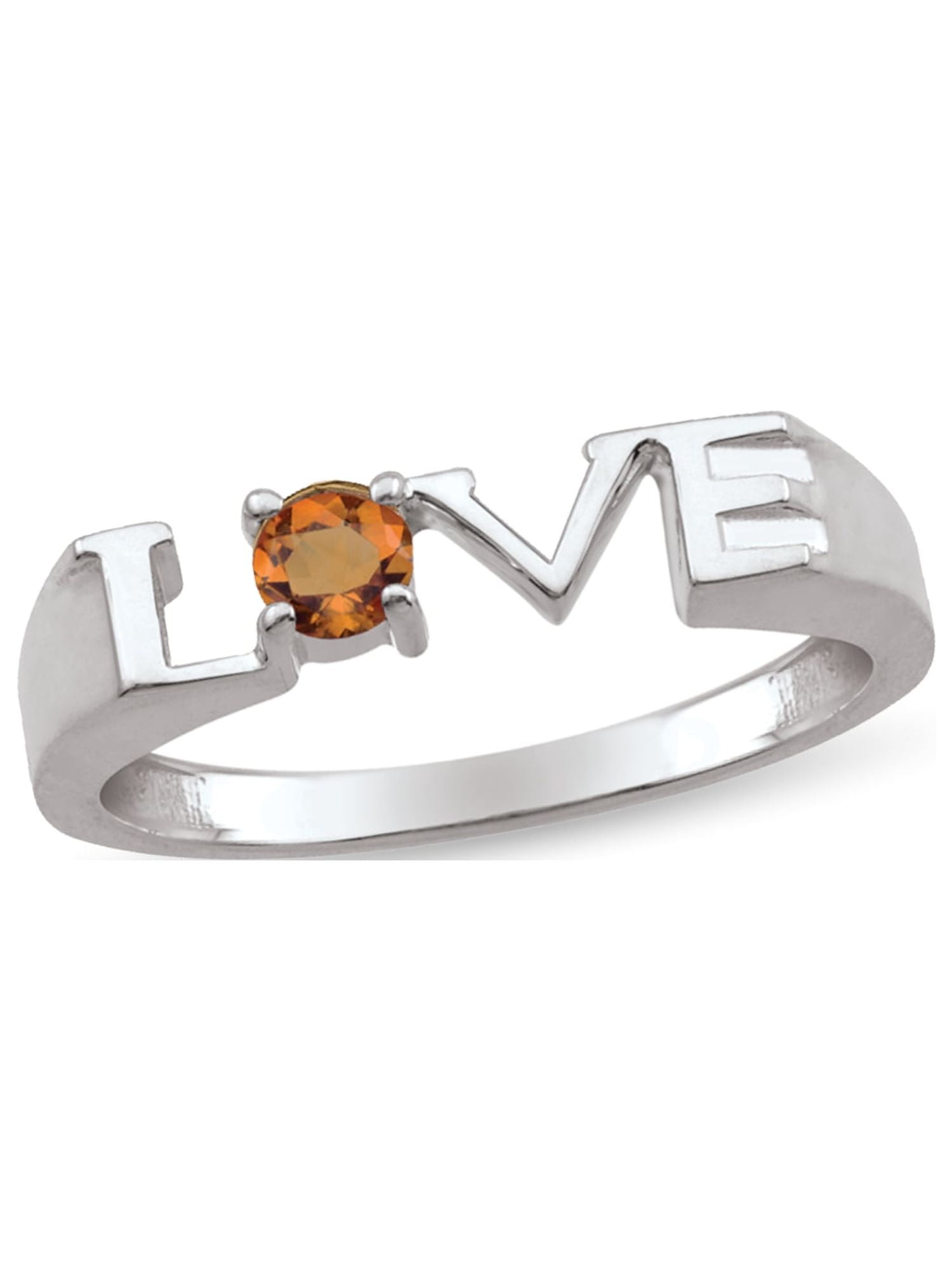 Personalized Engravable LOVE Birthstone Ring in Sterling Silver by Jewlster