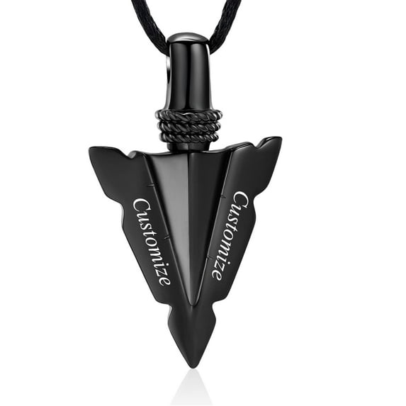 Personalized Engrave Text Urn Necklace for Men Arrowhead Cremation Ash Jewelry Memorial Lockets Pendant Keepsakes for Human Ashes for Women Memory Gift