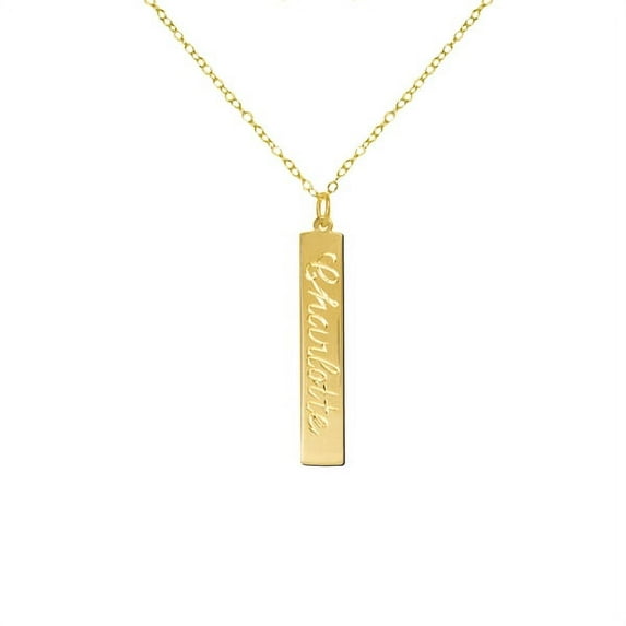 Personalized Engraved Bar Pendant in Sterling Silver or 14kt Gold Plated Sterling Silver