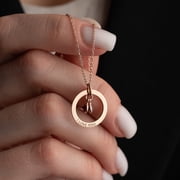 Personalized Engraved Birthstone Circle Necklace