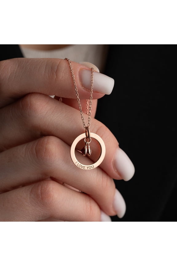 Personalized Engraved Birthstone Circle Necklace