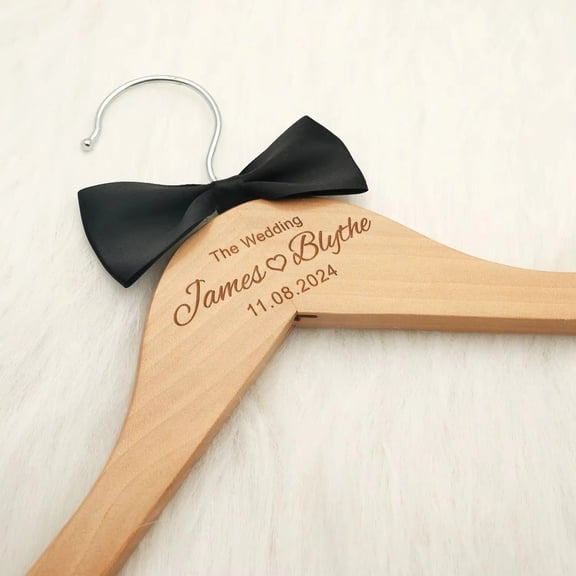 Personalized Engraved Bridal Groom Dress Hanger - Elegant Wooden Hanger for Weddings Perfect Bridal Party Gifts Wedding Keepsake