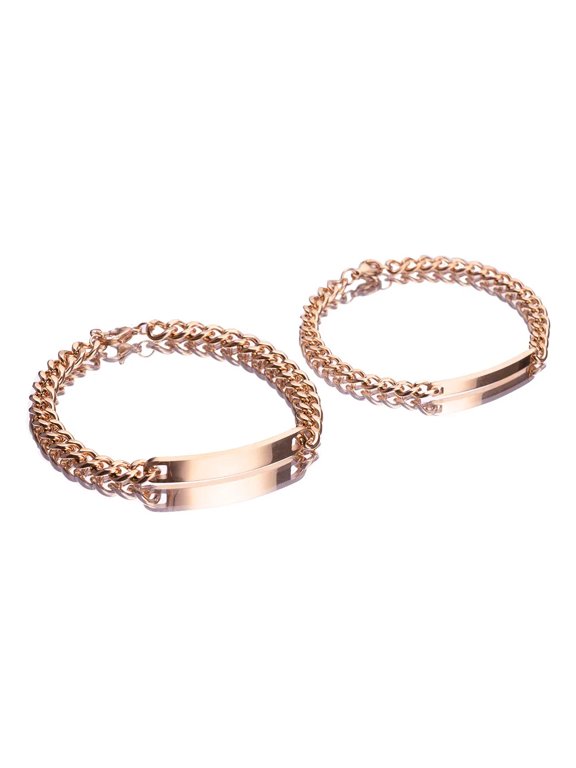 Personalized Engraved Couple Bracelet Set with Eternal Rose Box | Romantic Gift