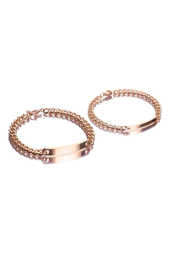 Personalized Engraved Couple Bracelet Set with Eternal Rose Box | Romantic Gift