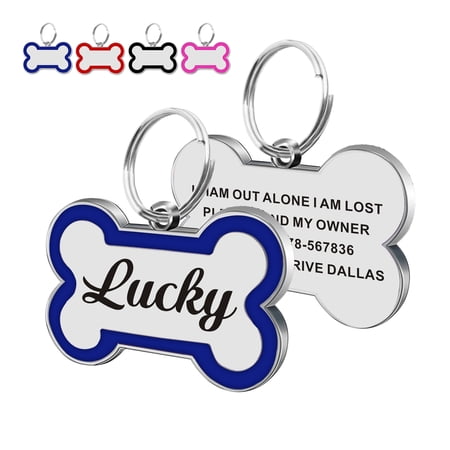 Personalized Engraved Dog Tag Bone Shaped Dog Name Tags for Dogs Stainless Steel Pet ID Tags Dog Collar Accessories