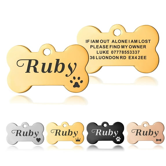 Personalized Engraved Dog Tags and Cat Tags, Custom Pet ID Tags, Dog Cat Puppy ID Name Collar Tag, Multiple Colors & Sizes